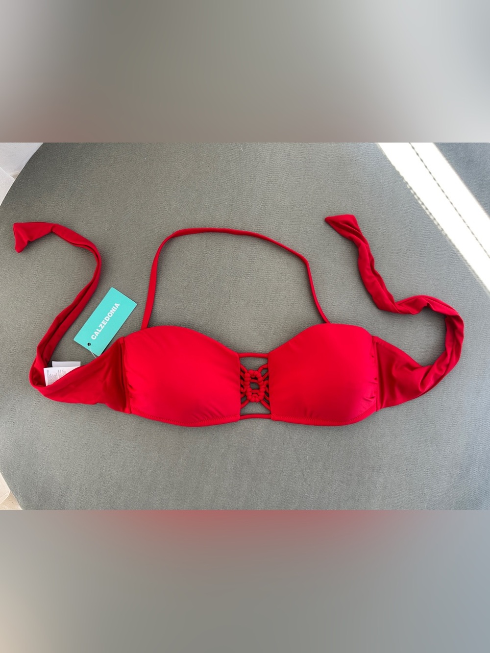 Calzedonia Cobey Red Bandeau Bikini Top with Tie Straps 38